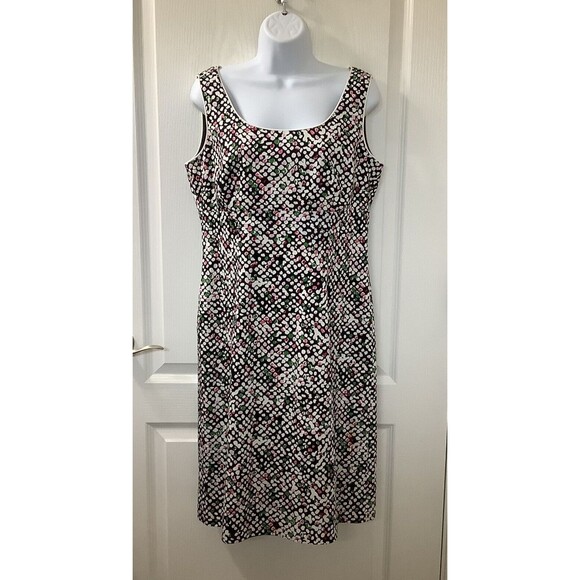 Talbots Dress Womens 10 Cotton Stretch Sheath Lined Multi Black - Picture 1 of 9